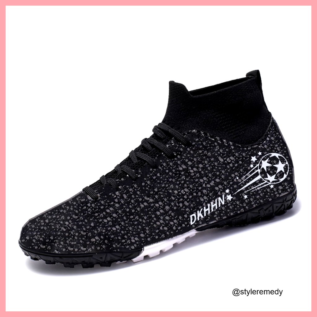 Men's High-Top Soccer Cleats Lace-Up Indoor Tf Spikes Training Boots